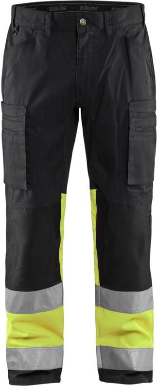 Hochsichtbarer Stretch-Arbeitshose 1551 - Schwarz/Neongelb 5XL - FR(60) - SE(C66) - Kurz