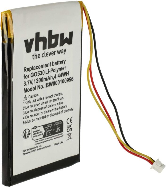 Vhbw - Akku kompatibel mit TomTom Go 730 Traffic, 930, 930T, 930 Traffic, 730 gps Navigation Navi (1200 mAh, 3,7 v, Li-P...