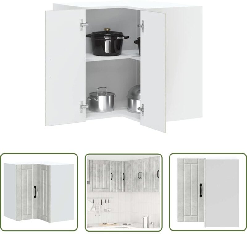 The Living Store - vidaXL Küchen-Eckhängeschrank Lucca Betongrau Holzwerkstoff