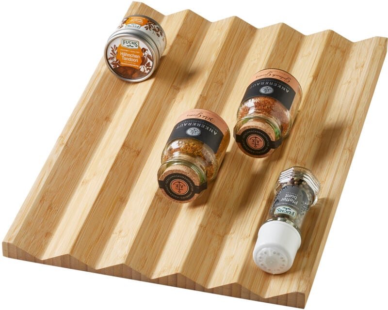 ORGA-BOX Bambus Gewürzeinsatz 473 x 310 x 19 mm Gewürzgläsereinsatz für Küchenschublade Gewürzdoseneinsatz für Schublade...