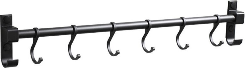 Wandmontierter Küchenutensilienhalter aus Aluminium für die Küchenbar mit 6 Haken, für Badezimmerschränke, Schlafzimmerm...