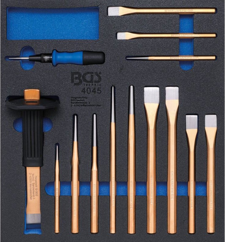 Werkstattwageneinlage 2/3: Körner, Meißel, Splintentreiber 14-tlg.