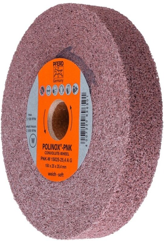 PFERD TOOLS POLINOX Gewickeltes Vlies-Rad PNK Ø 150x25 mm Bohrung-Ø 25,4 mm Weich A Grob für Finish