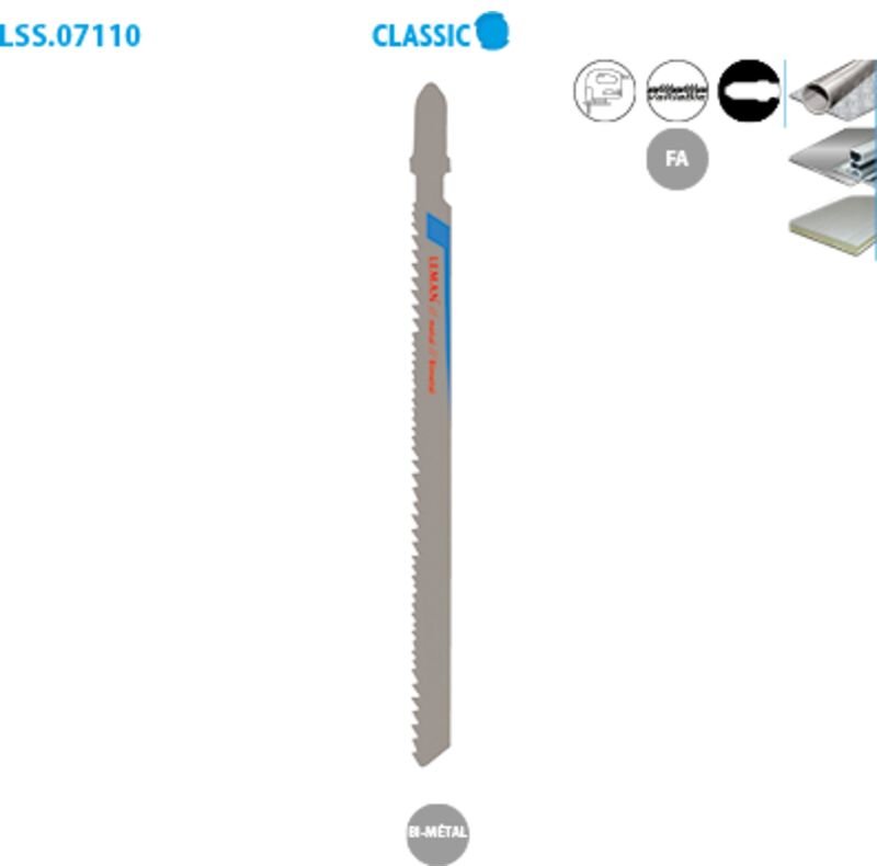 Pack mit 5 Feilen für Stichsägen, feine Schnittkanten, Metall, Classic