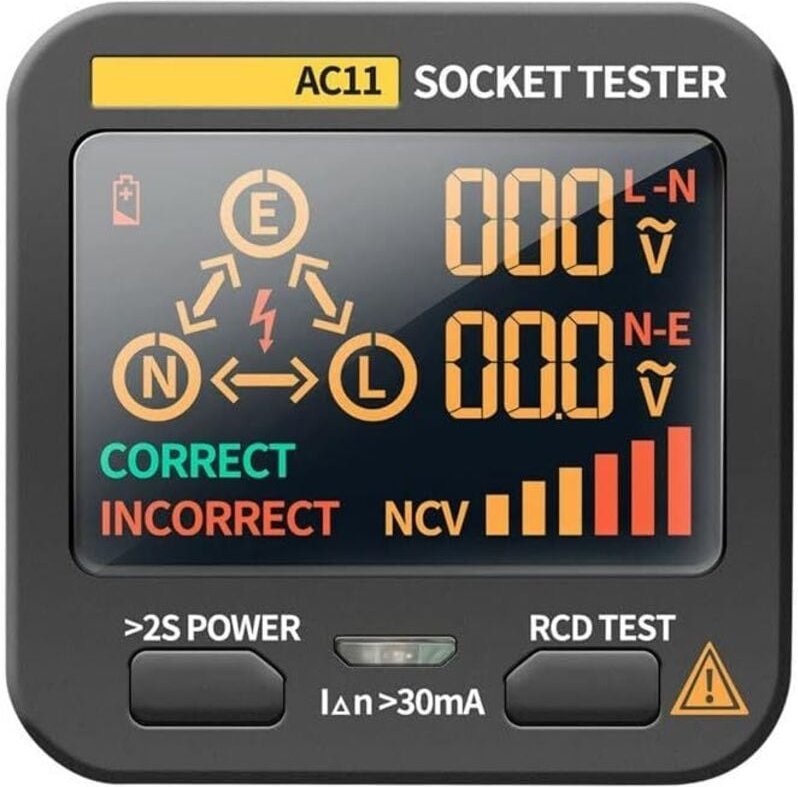 AC11 Multifunktions-LED-Anzeige, Steckdosen-Phasenprüfer, Messgerät, Phasenpolaritätsdetektor, 0,1 V 250 V AC, Nullspann...