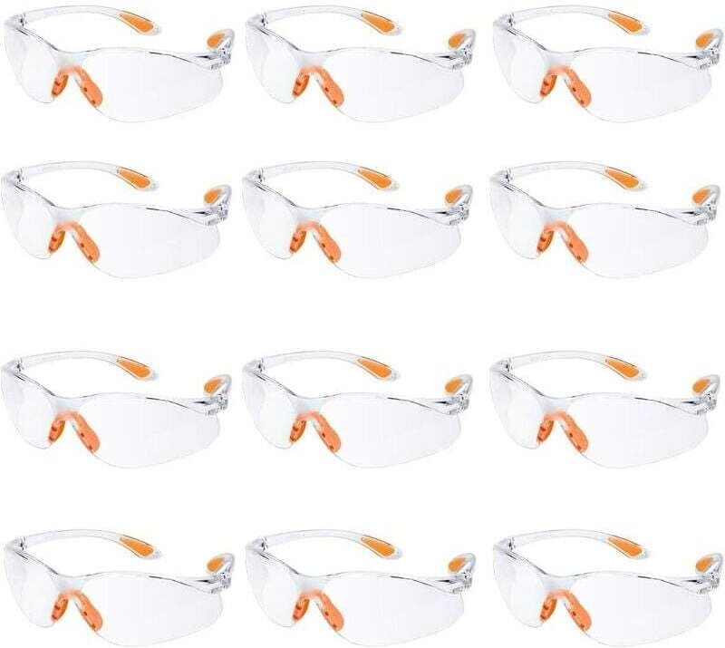 12er-Pack Schutzbrille, Augenschutzbrille, Arbeit mit klarer Linse, Gumminase, Baustelle, Arbeitsschutzbrille, kratzfest
