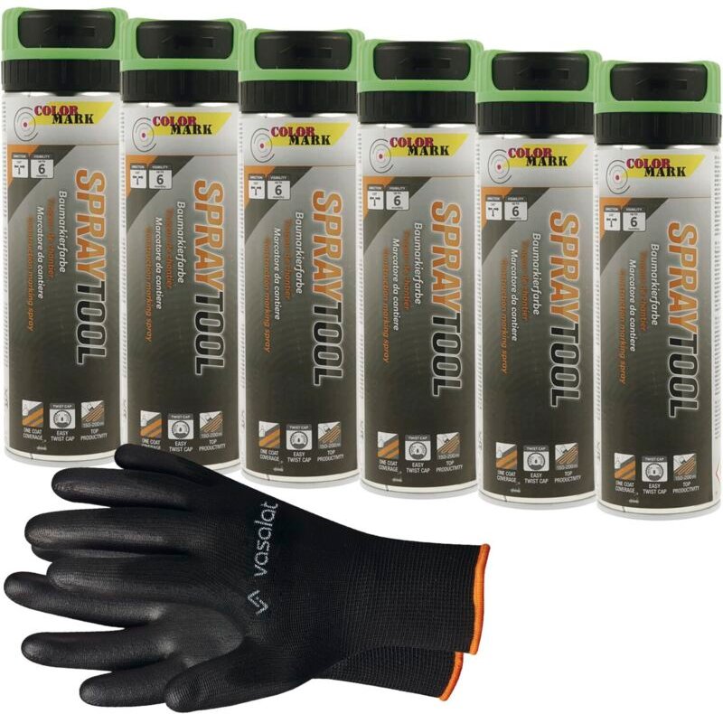 Vasalat - Markierungsspray Set - Markierspray Neon grün für schnelle und saubere Markierungen, 6 Stück