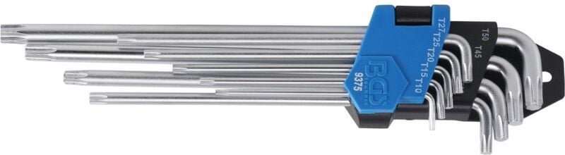 Bgs Technic - Winkelschlüssel-Satz extra lang + extra kurz T-Profil (für Torx) T10 - T50 9-tlg.