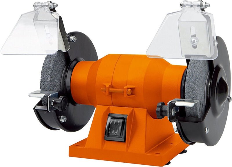 Trade Shop Traesio - Trade Shop - Doppelschleifmaschine 200W 2 Scheiben 2 Steine 125mm Profi H1205 -