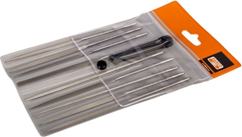 Bahco Nadelfeilensatz, Halbschlicht, ohne Heft 160 mm - 9-tlg., Hieb 1
