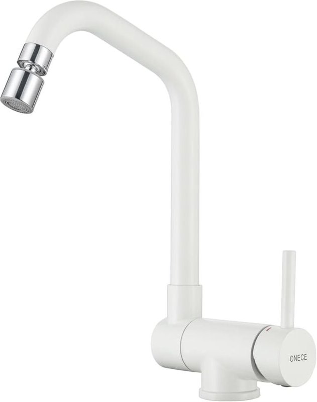 Vorfenster Küchenarmatur Weiss, Wasserhahn Küche Klappbar mit 2 Strahlarten, Armatur Falten Mischbatterie mit 360° drehb...