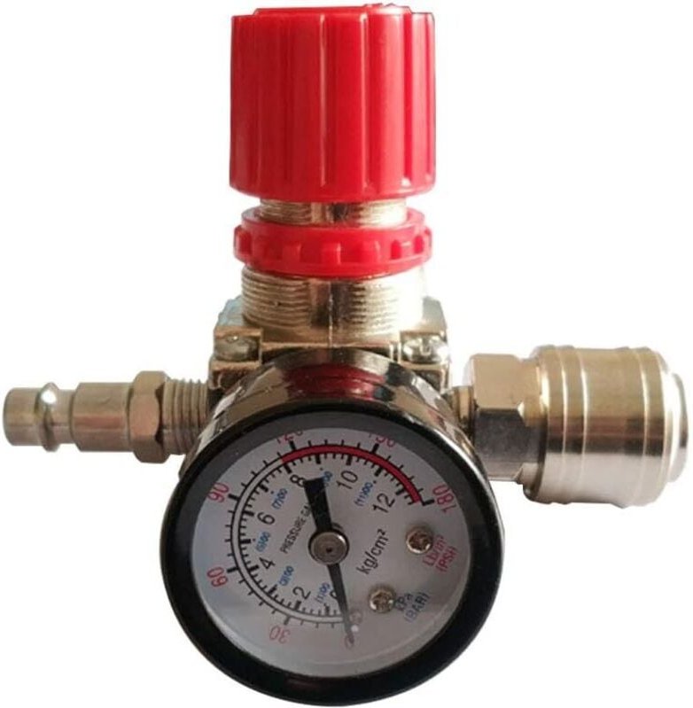 Thumbnail - Luftkompressor-Druckregler, pneumatischer Druckregler, Druckregelventil mit Anschlussstück, 180 psi, 12 bar (Dreiwegeven...