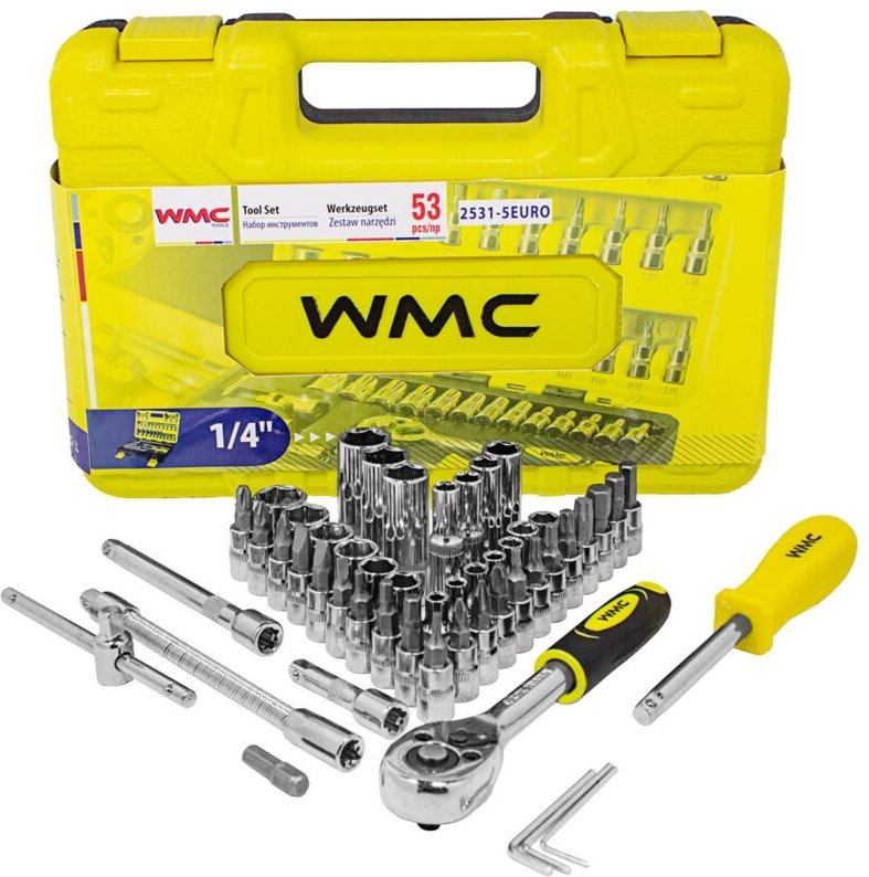 Werkzeugsatz 1/4 Bits Stecknüsse 53-teilig Koffer