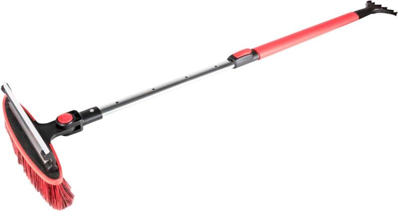Carcomfort - Schneebesen mit Eiskratzer, Auto-Eisschaber teleskopierbar 92-132 cm rot/schwarz
