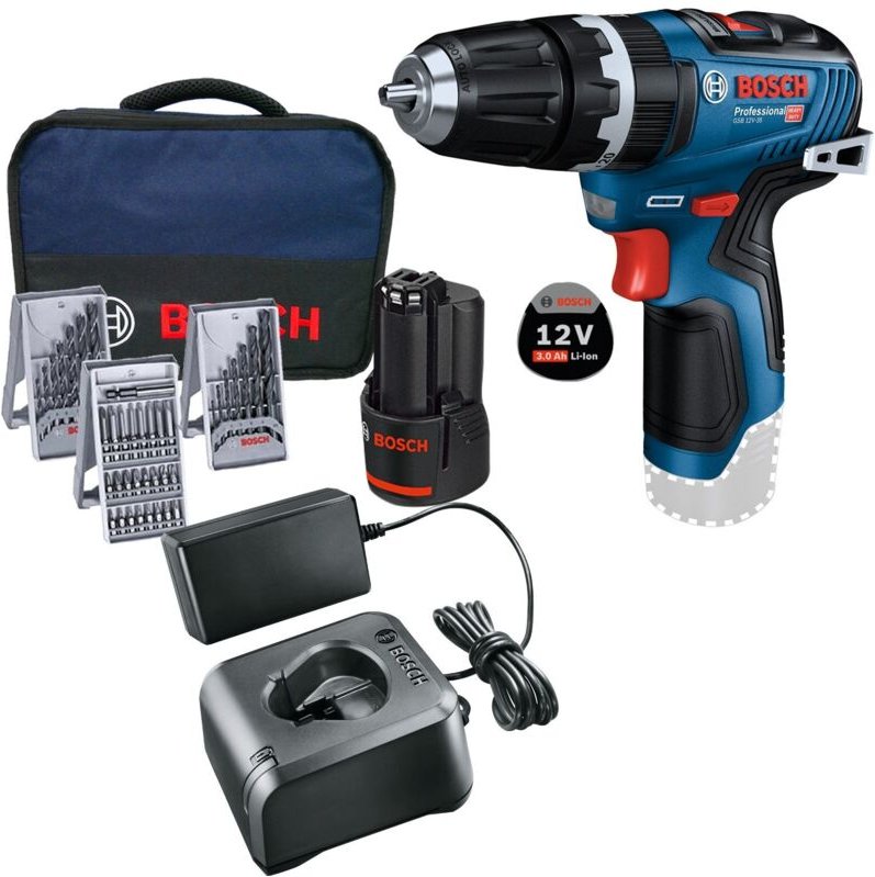 Akku-Schlagbohrmaschine gsb 12V-35 / 1x 3,0 Ah Akku + Ladegerät inkl. Zubehör-Set im Softbag - Bosch