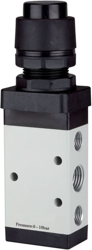 5/2-Wegeventil, manuell »M5 «, Druckknopf, monostabil, g 1/4, schw - Riegler