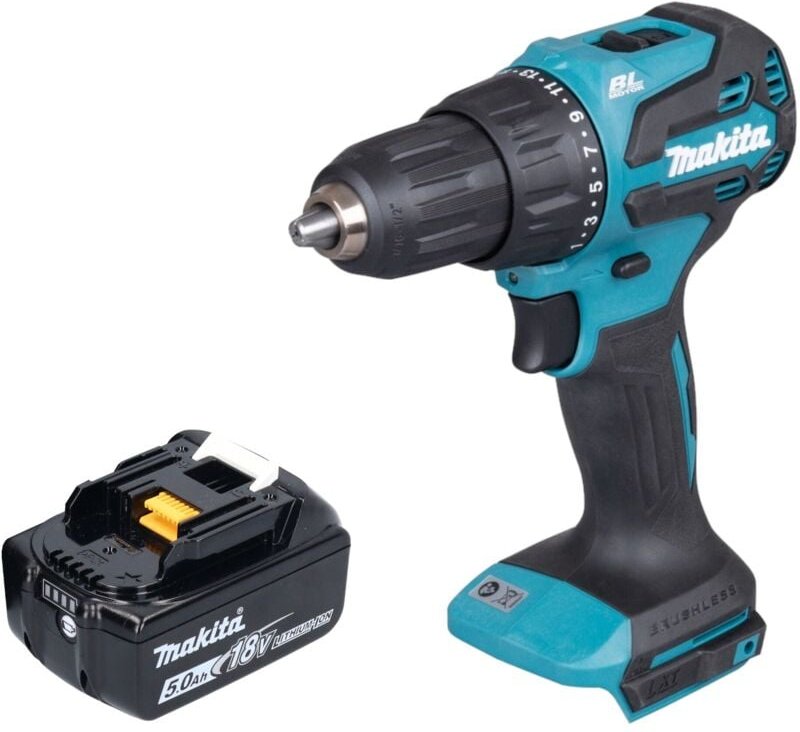Makita DHP 490 T1 Akku Schlagbohrschrauber 18 V 65 Nm Brushless + 1x Akku 5,0 Ah - ohne Ladegerät