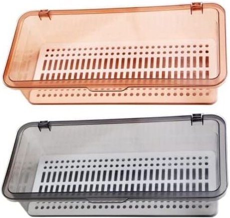 Besteckkasten, Küchenbesteck-Aufbewahrungsbox, 2-teilig, Besteckabtropfgestell mit Netz, Essstäbchen, Besteck oder