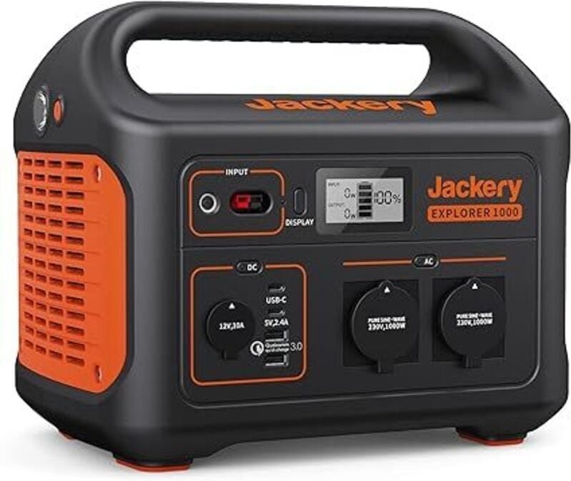 Jackery Explorer 1000, 1002Wh Tragbare Powerstation Mobiler Stromspeicher mit 230V/1000W (Spitze 2000 W) Steckdose, USB ...