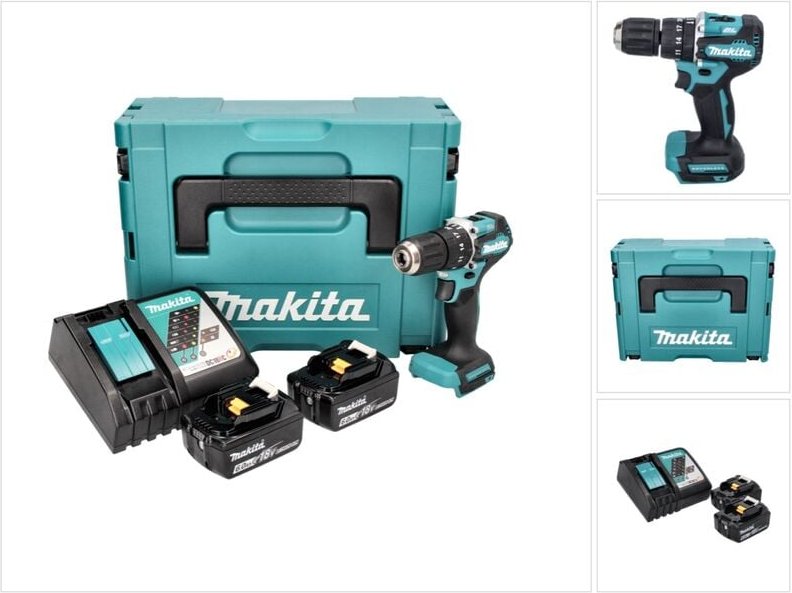 Dhp 487 rgj Akku Schlagbohrschrauber 18 v 40 Nm Brushless + 2x Akku 6,0 Ah + Ladegerät + Makpac - Makita