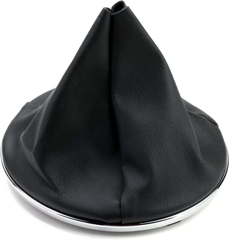 Schaltsack aus Kunstleder, kompatibel mit Fiat 500, Schaltsack mit Sicherungsring und verchromtem, kreisförmigem Rahmen.