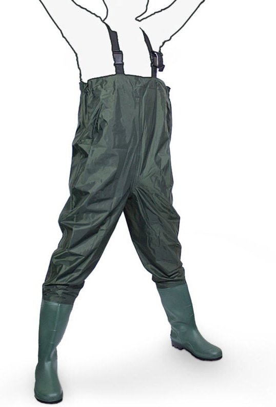 Wathose - Gr. 44 Fladen Anglerhose Angelhose Watstiefel Anglerstiefel pvc Nylon Gummihose - Bituxx