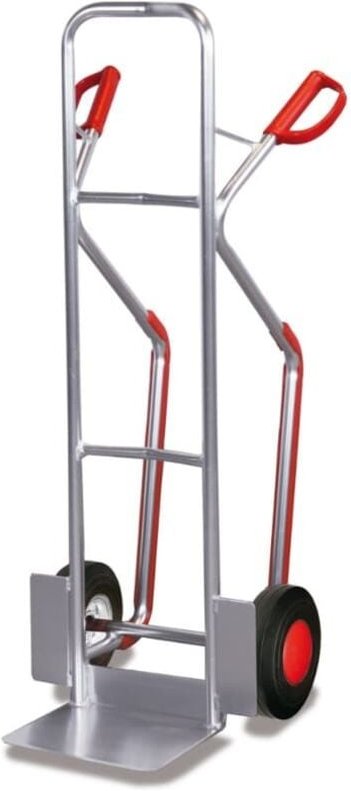 VARIOfit Aluminiumkarre 200kg Tragkraft Kunststoffgleitkufen mit gebogenen Querstreben Vollgummibereifung