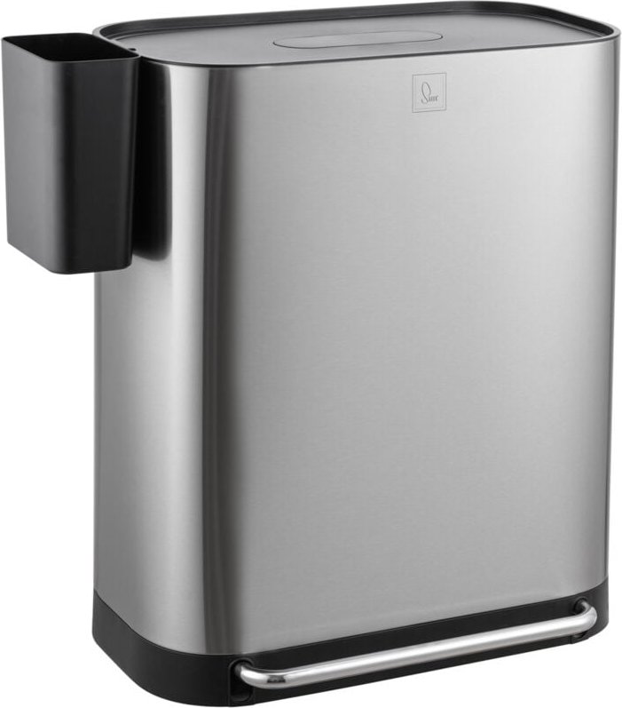 Svita - MLT2X30 Mülleimer Treteimer 60l 2 Fächer mit Deckel Silber