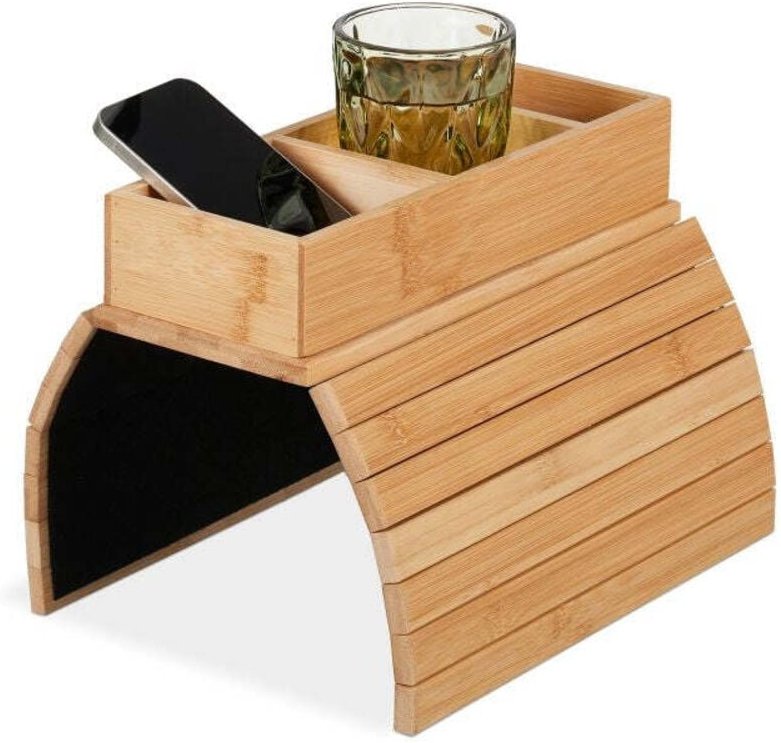 Sofatablett aus bambus mit 3 fachern 8