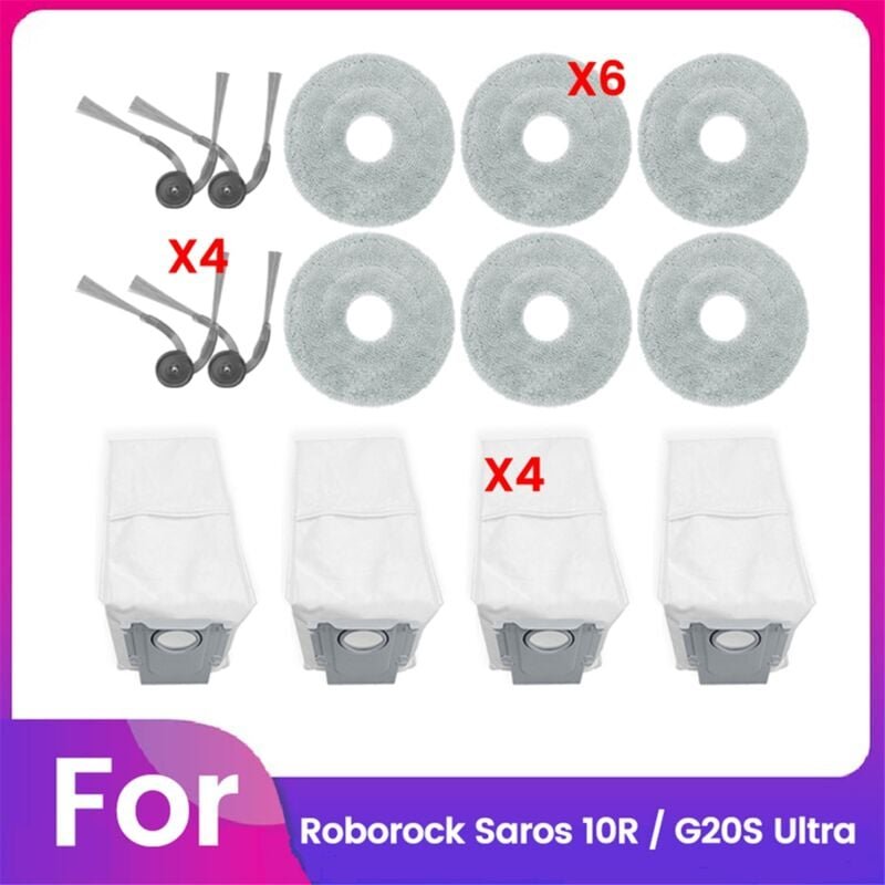 14 stücke für Staubsaugerteile Waschbare Seitenbürste Mopptuch