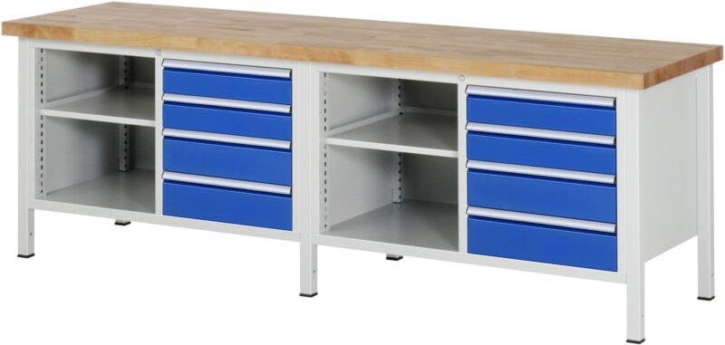Werkbank höhenverstellbar 8463A2, B2500xT700xH840-1040mm, 8x Schublade-TA - RAU