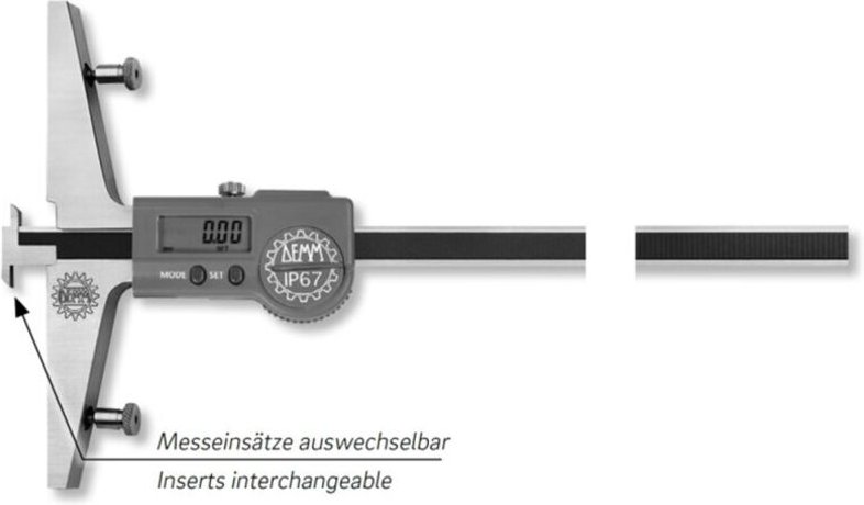 Ultra Präzision - Digital-Tiefenmessschieber digi ricor inox mit auswechselbarem Messeinsatz 600x150/0,01mm IP67