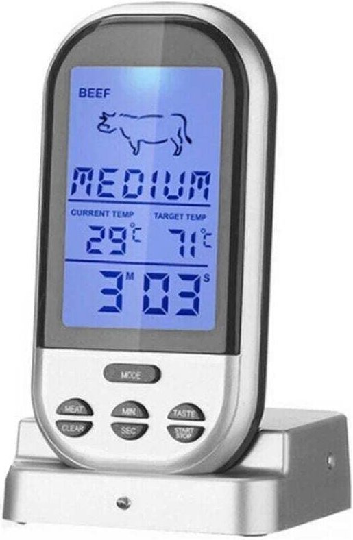 LCD-Wireless-Fleischthermometer, digitale Fernsonde, BBQ-Grill-Küchenthermometer, Haushaltsofen-BBQ-Grillwerkzeuge - Tig...