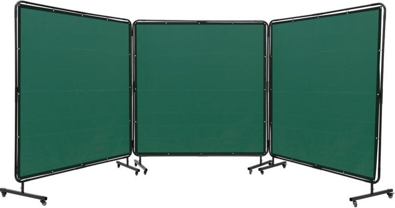 Thumbnail - Vevor 3-Panel-Schweißvorhang 1,8 x 1,8m Schweißschutzvorhang aus Flammhemmendem Vinyl Schweißschutzwand mit 6 Schwenkräd...