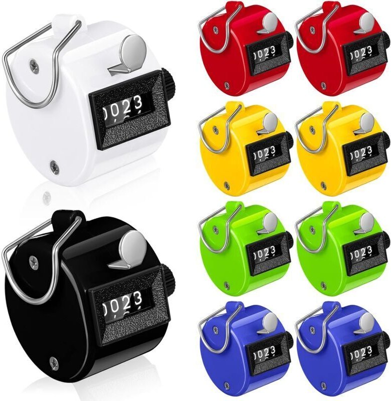 Handzählwerke, 12 Stück, 4-stellige Zählwerke, Metallzählwerke, mechanische Zählwerke für Training, Stricken, Personen, ...