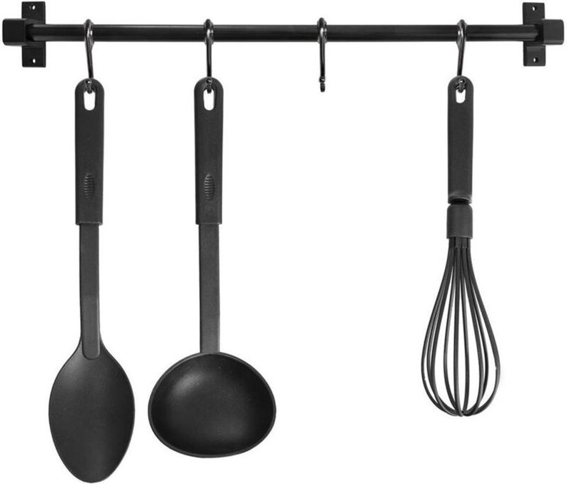 Küchenutensilienhalter, Metall, schwarz, Haken, Utensilienhalter