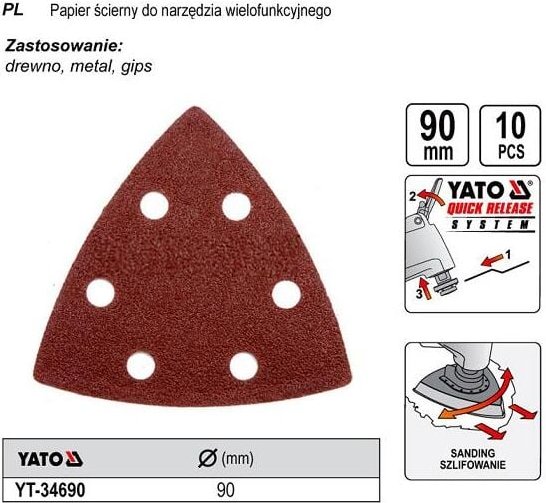 Yato YT-34690 Zubehör für Multifunktionswerkzeug Schleifen Platte