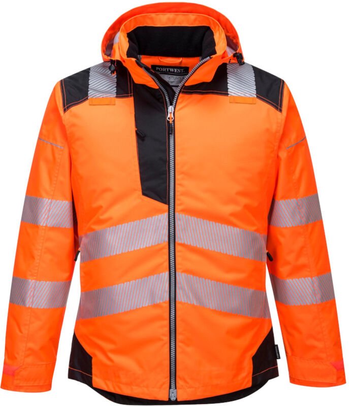 Portwest Warnschutz-Regenjacke mit Kapuze orange XS
