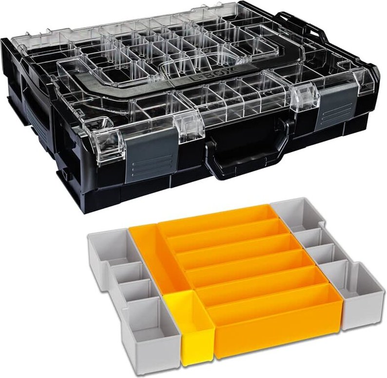 Bs Systems - Sortimo Systemkoffer L-Boxx 102 schwarz mit transparentem Deckel + Insetboxen F3