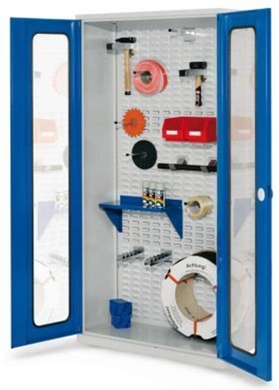 Kappes ®RasterPlan Werkstückschränke 1950x1000x410mm mit Sichtfenstertüren enzianblau