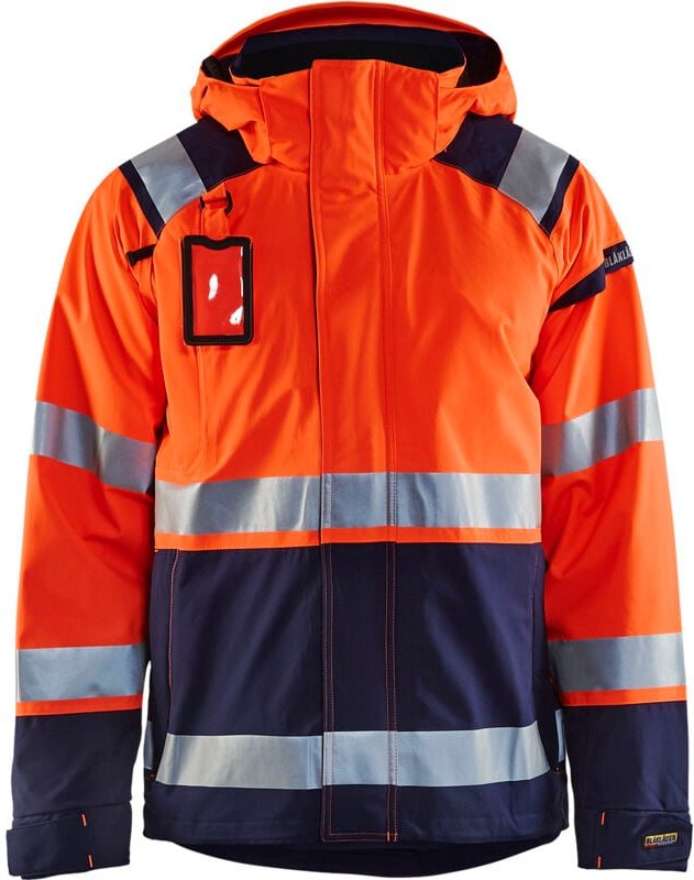 Arbeitsjacke Hardshell-Stretch 2D Hochsichtbarkeit 4987 – Neonorange/Schwarz XS