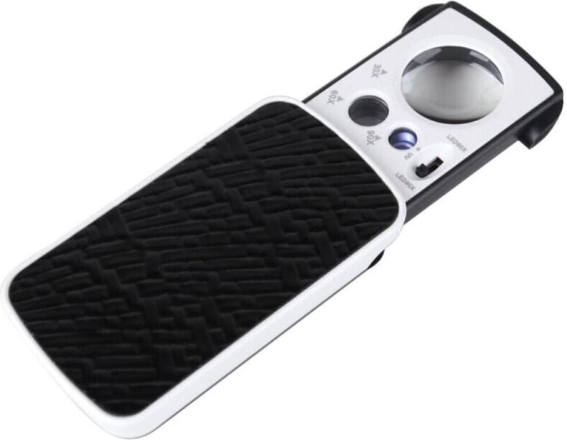 Handlupe mit LED-Beleuchtung – 30-, 60- und 90-fache Vergrößerung – beleuchtete Leselupe für Senioren – schwarze, faltba...