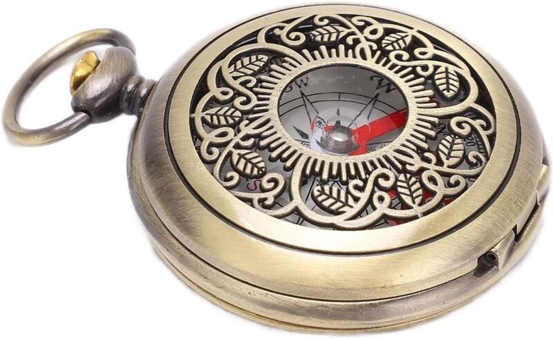 Shining House - Wanderkompass, stoßfestes und wasserdichtes Messing-Campingwerkzeug, Metalltasche, Kompass für Kinder, W...