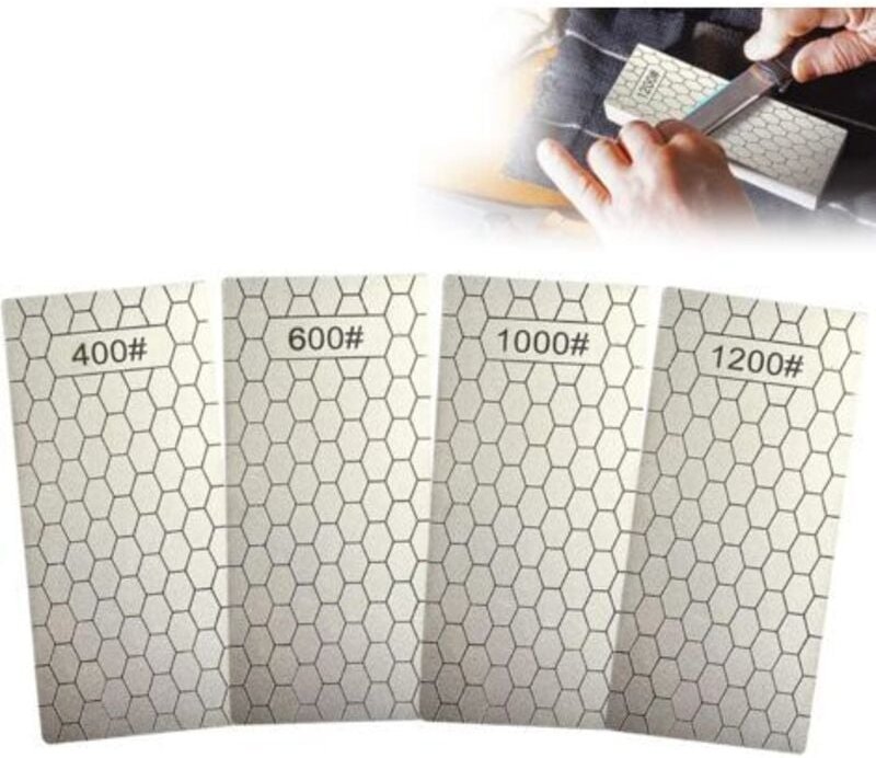 Jalleria - 4er Set Diamant-Schleifplatten, Diamant-Schleifstein mit Wabenoberfläche, Körnung 400/600/1000/1200