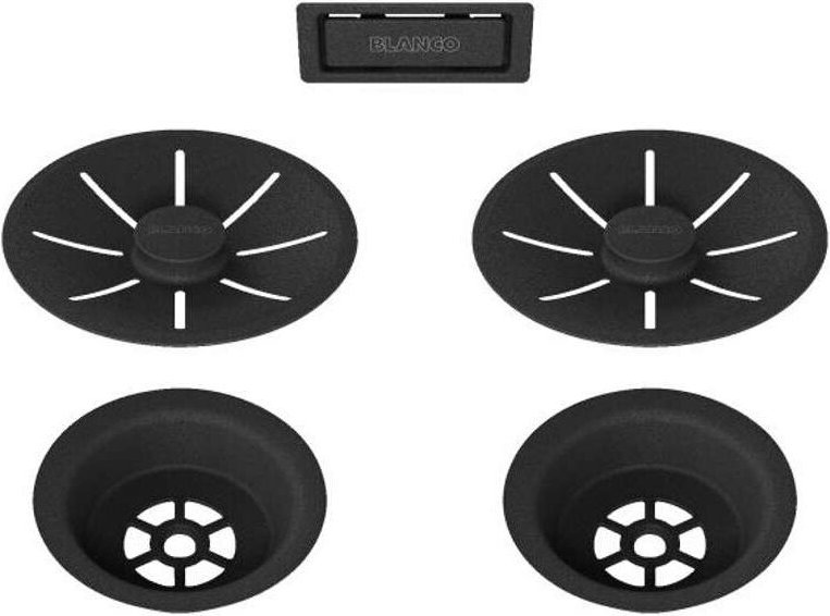 Accessoires - Ablaufset C-overflow, für Doppelspültische, BlackEdition, Schwarz matt 239979 - Blanco