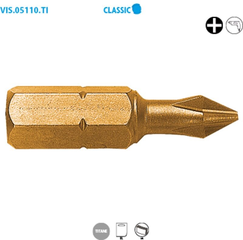 Kurzschaft-Schraubendreherbit 1/4'' - PHILLIPS® Titan Classic PH N°1 Lang. 25, 2er Pack