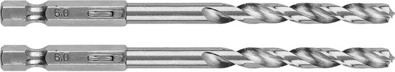 Sechskant-Metallbohrer 6,0 mm, 2-tlg.