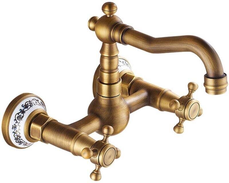 Küchenarmatur zur Wandmontage, antik, wandmontierte Küchenmischbatterie, Retro-Küchenarmatur zur Wandmontage, antike Bro...
