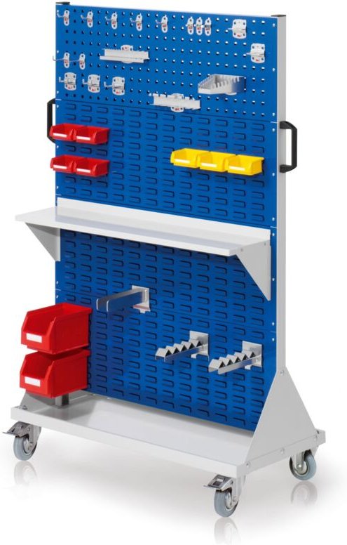 Kappes RasterMobil® mobiler Arbeitsplatzschrank Größe 4 1580x1000x500mm 2x Lochplatte 6x Schiltzplatte 37-teilig enzianb...