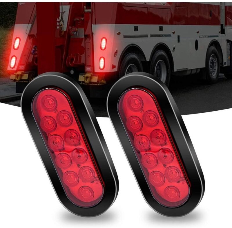 Stück ovale 12-V-LED-Rücklichter, hintere Bremslichter, rote Seitenmarkierungsleuchten, LED-Anhängerleuchten, 7,5 Zoll, ...
